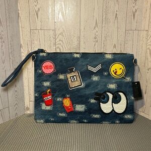 Denim Clutch with Crossbody Strap